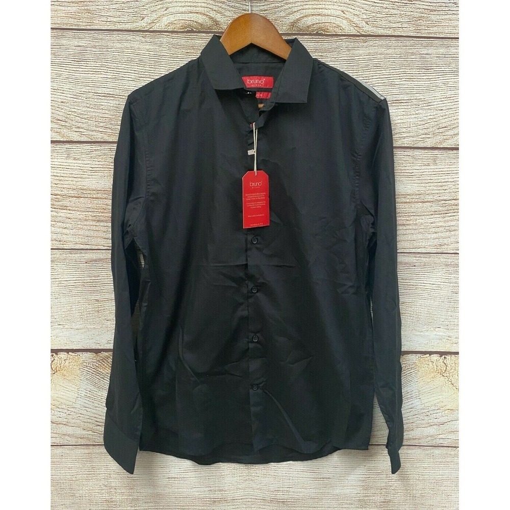 Bruno Shirt Mens Size Medium Black Stripe Shoulder Modern Fit Button Down New